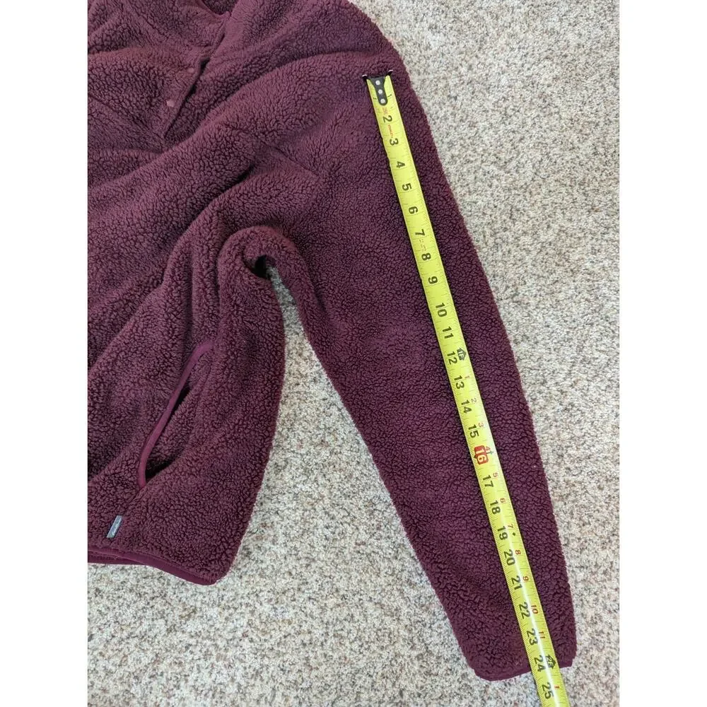 Eddie Bauer Woman’s XXL Hi Pile Fleece Sweater Purple 1/4 Snap Pullover Pockets